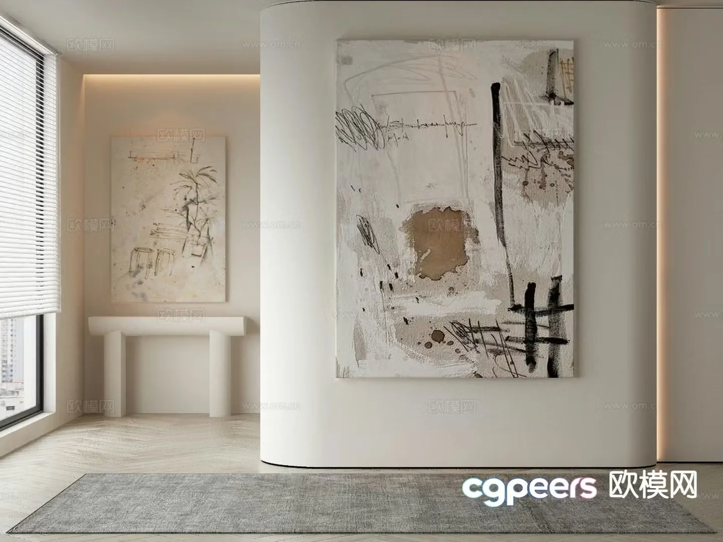 Modern texture painting decorative painting 3d model