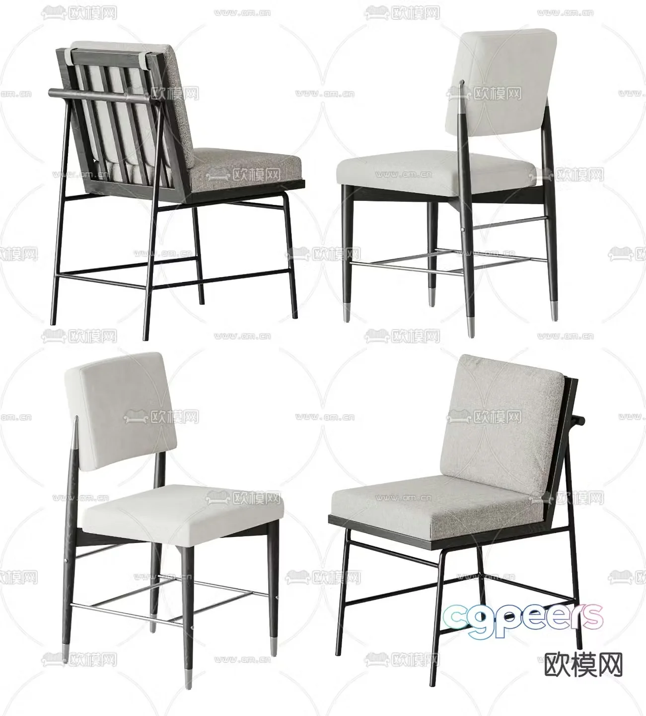 Modern single chair armchair dining chair 3d model