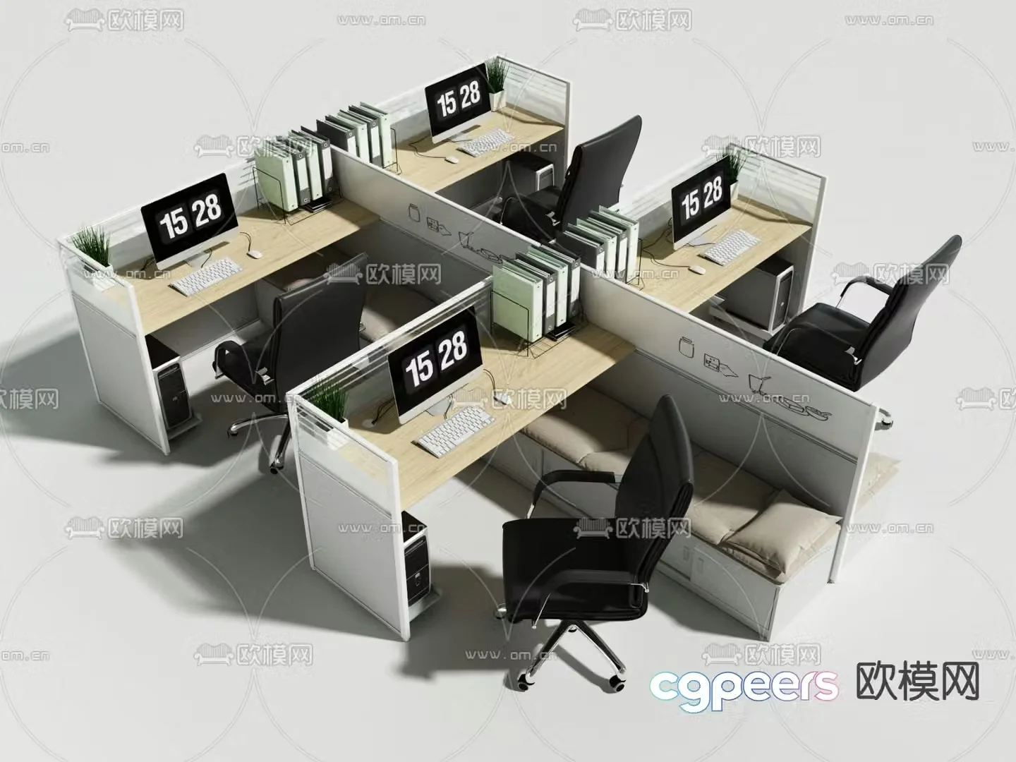 Desk card space nap bed cabinet public desk 3D model