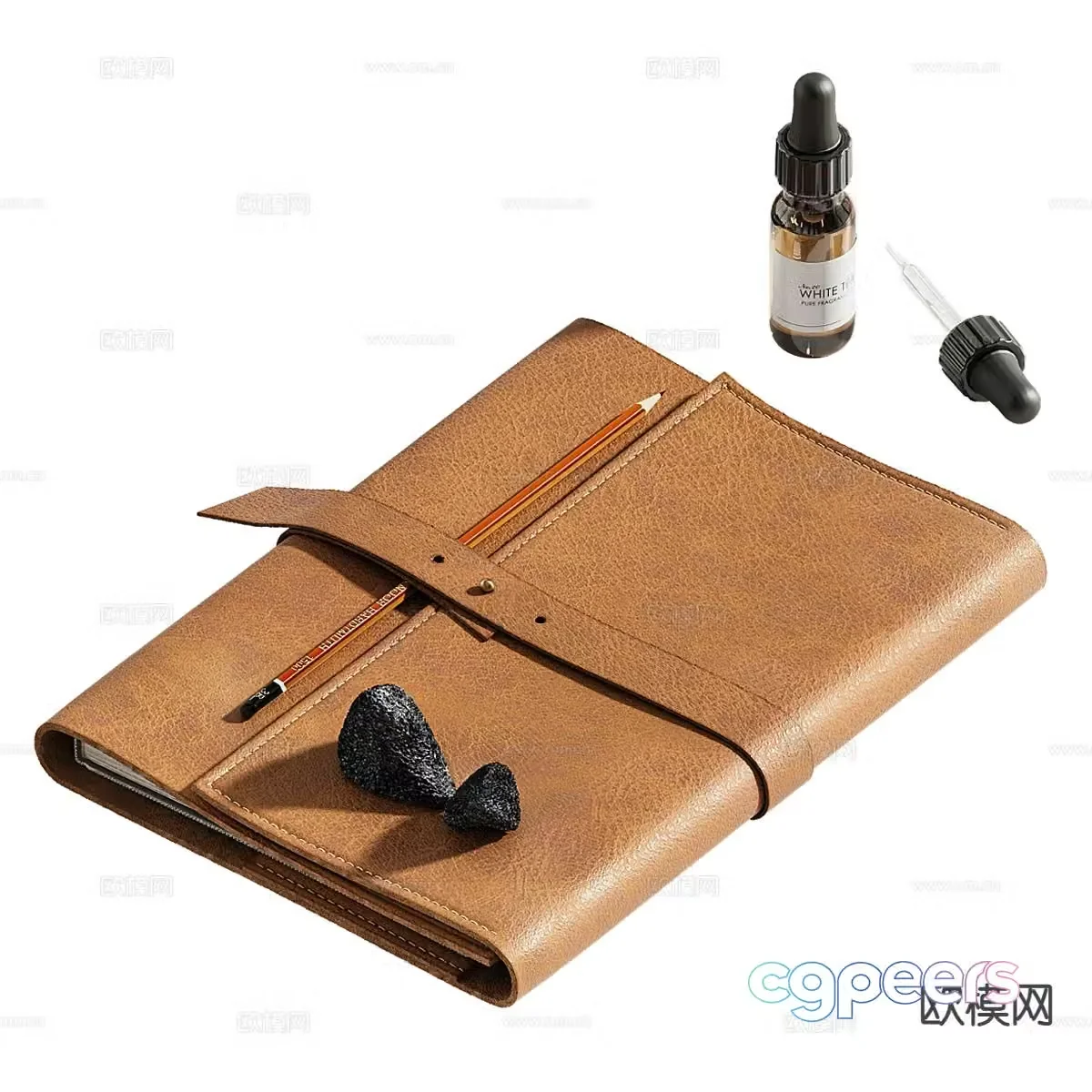 Modern book ornaments leather notebook 3d model
