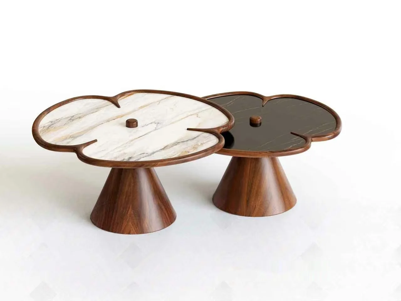 Two Wooden Tables With Marble Tops 3D Model – 16040 – VRAY Render