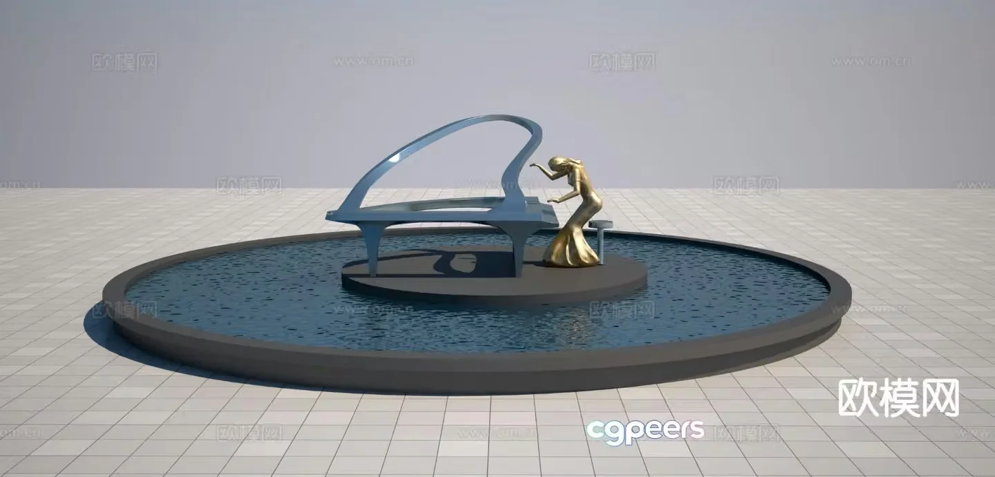 Modern piano playing sculpture 3d model