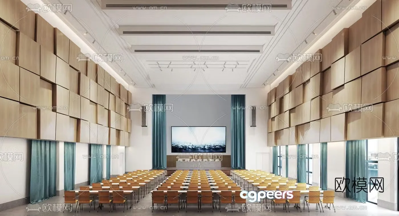 Modern hotel conference room lecture hall 3d model