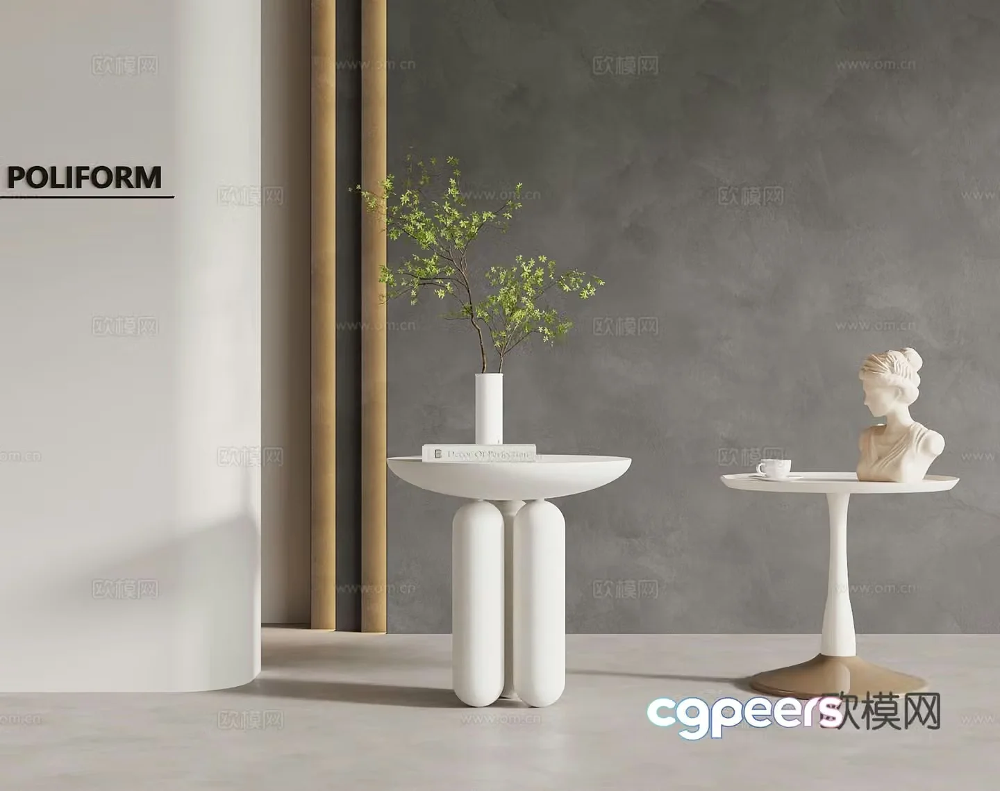 Modern round table side table 3d model