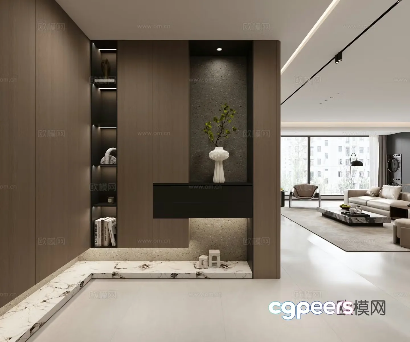 Modern entrance shoe cabinet 3d model