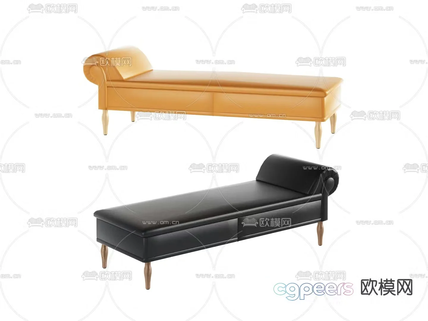 Leather pedals bed tail stool recliner 3d model