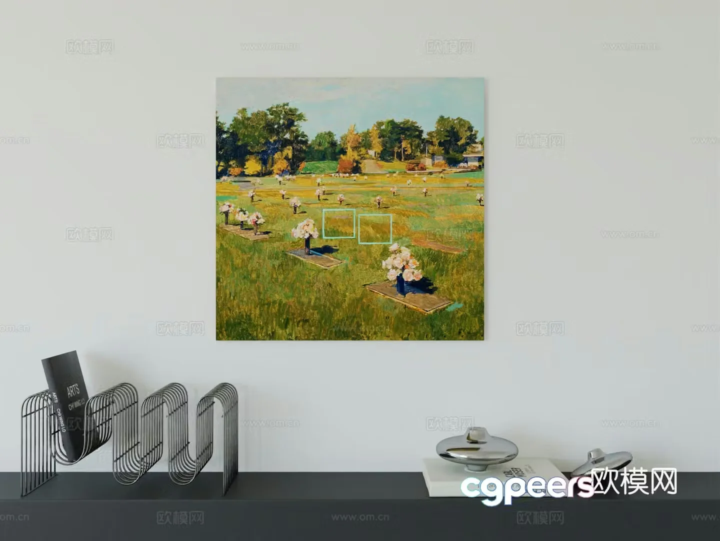 Modern minimalist hanging painting Bauhaus art hanging painting 3d model