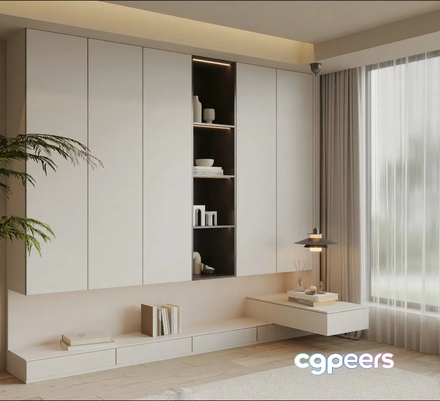 Modern Minimalist Living Room 3D Model – 7773 – VRAY Render