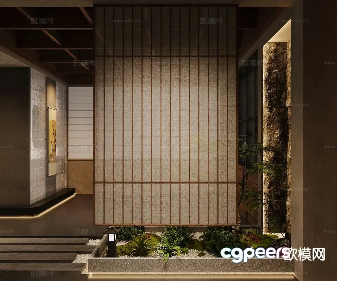 New Chinese style interior landscape landscape sketches 3D model of landscape wall