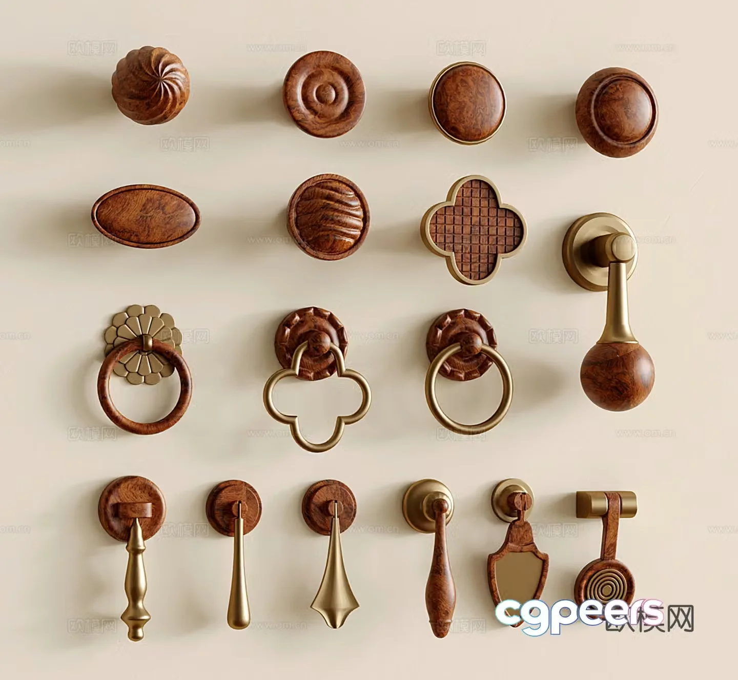 Middle style handle cabinet door handle handle round handle metal handle 3d model