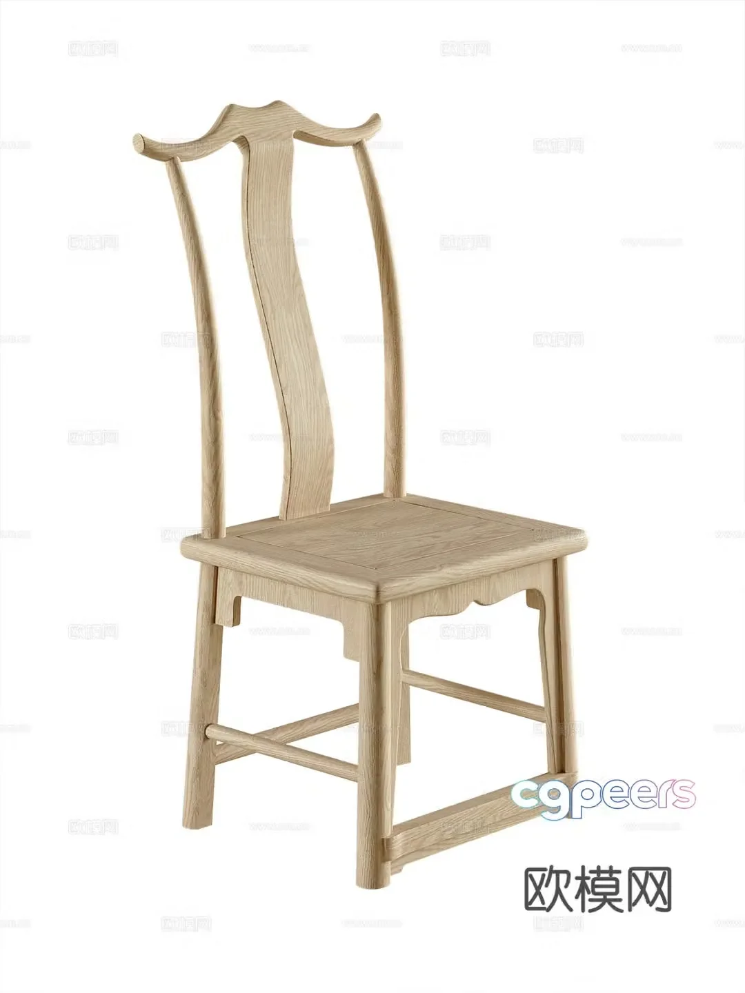 New Chinese style single chair dining chair wooden chair chair 3d model