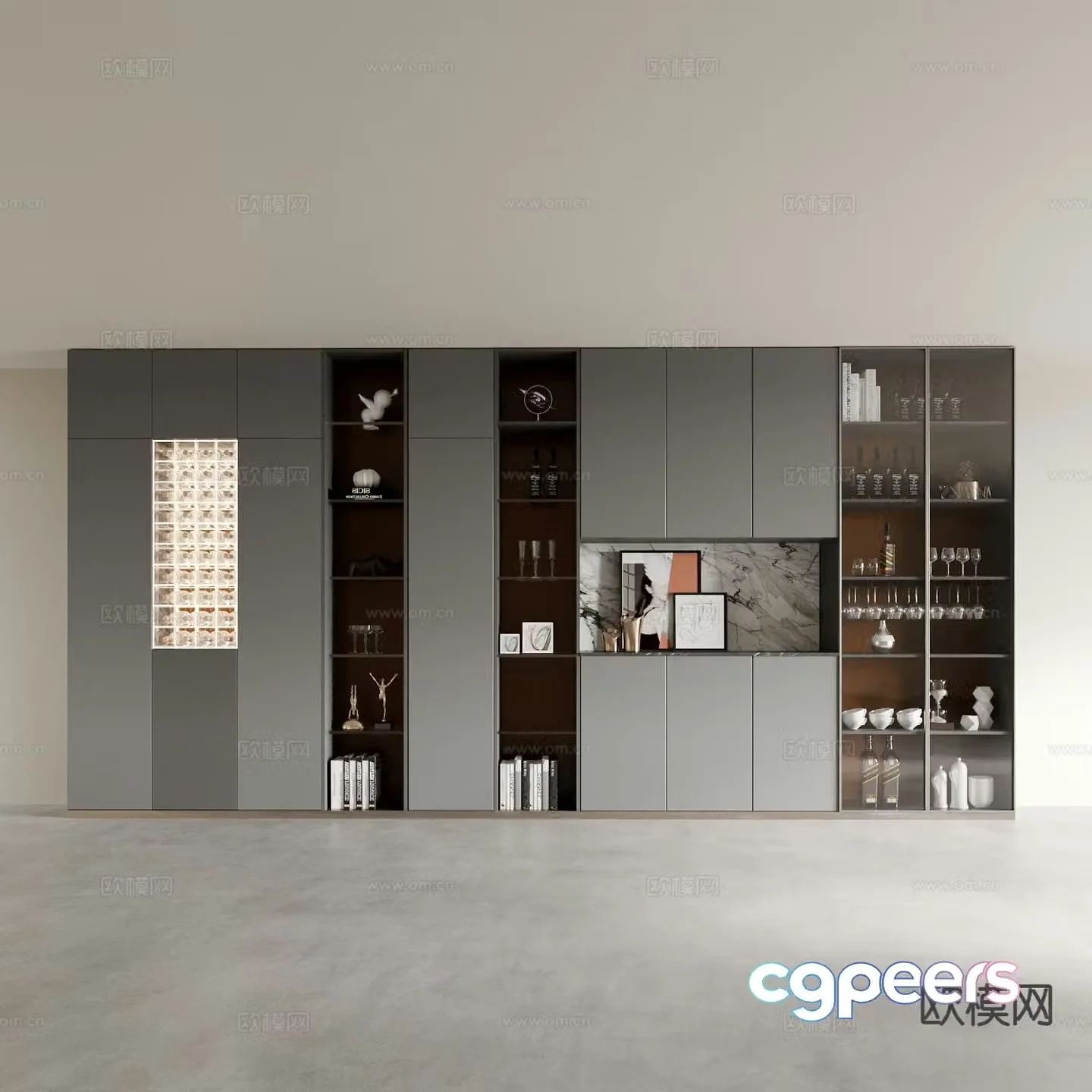 Italian wine cabinet sideboard tea cabinet 3D model