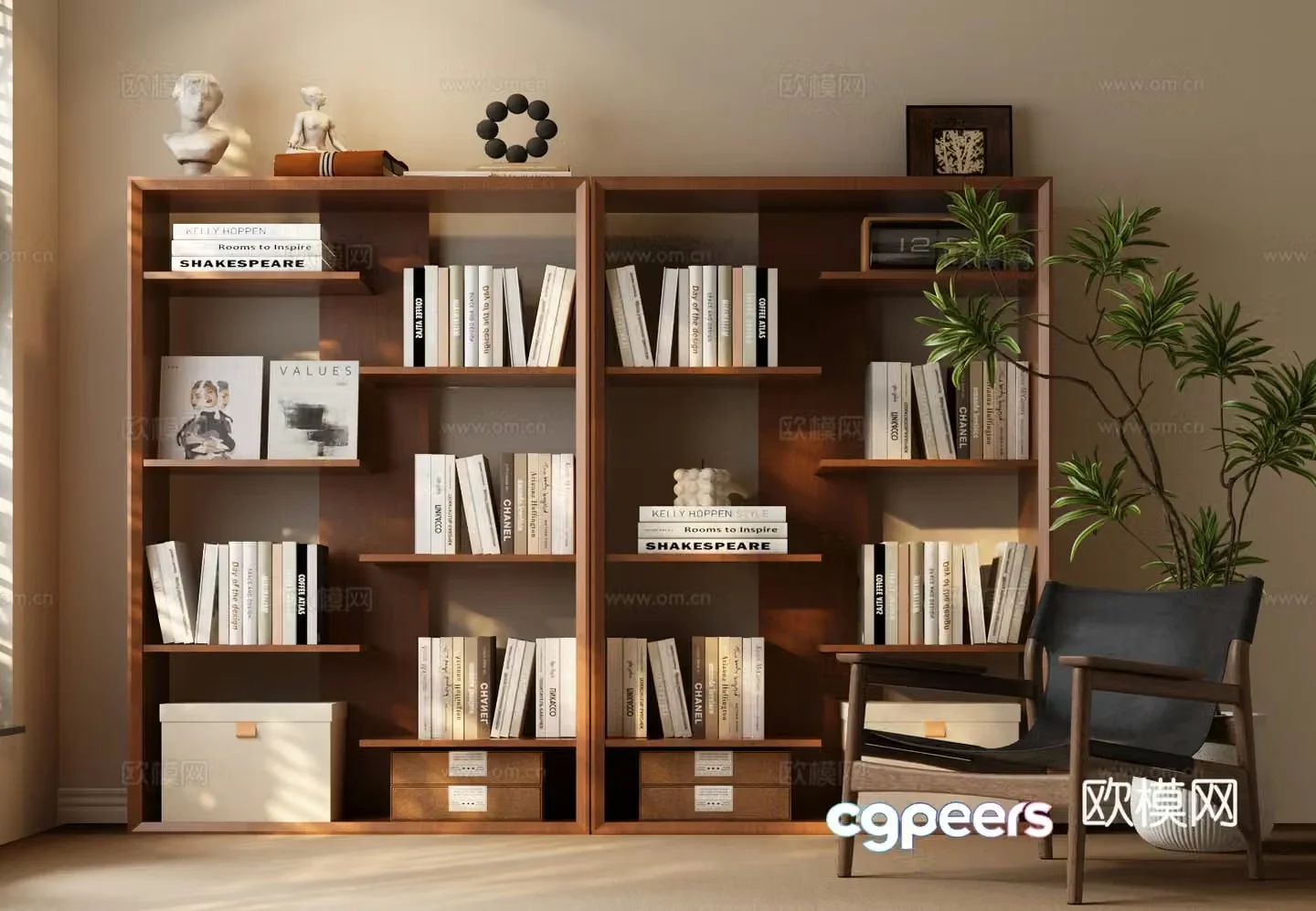 Modern bookcase Modern medieval bookcase Modern retro bookcase 3d model