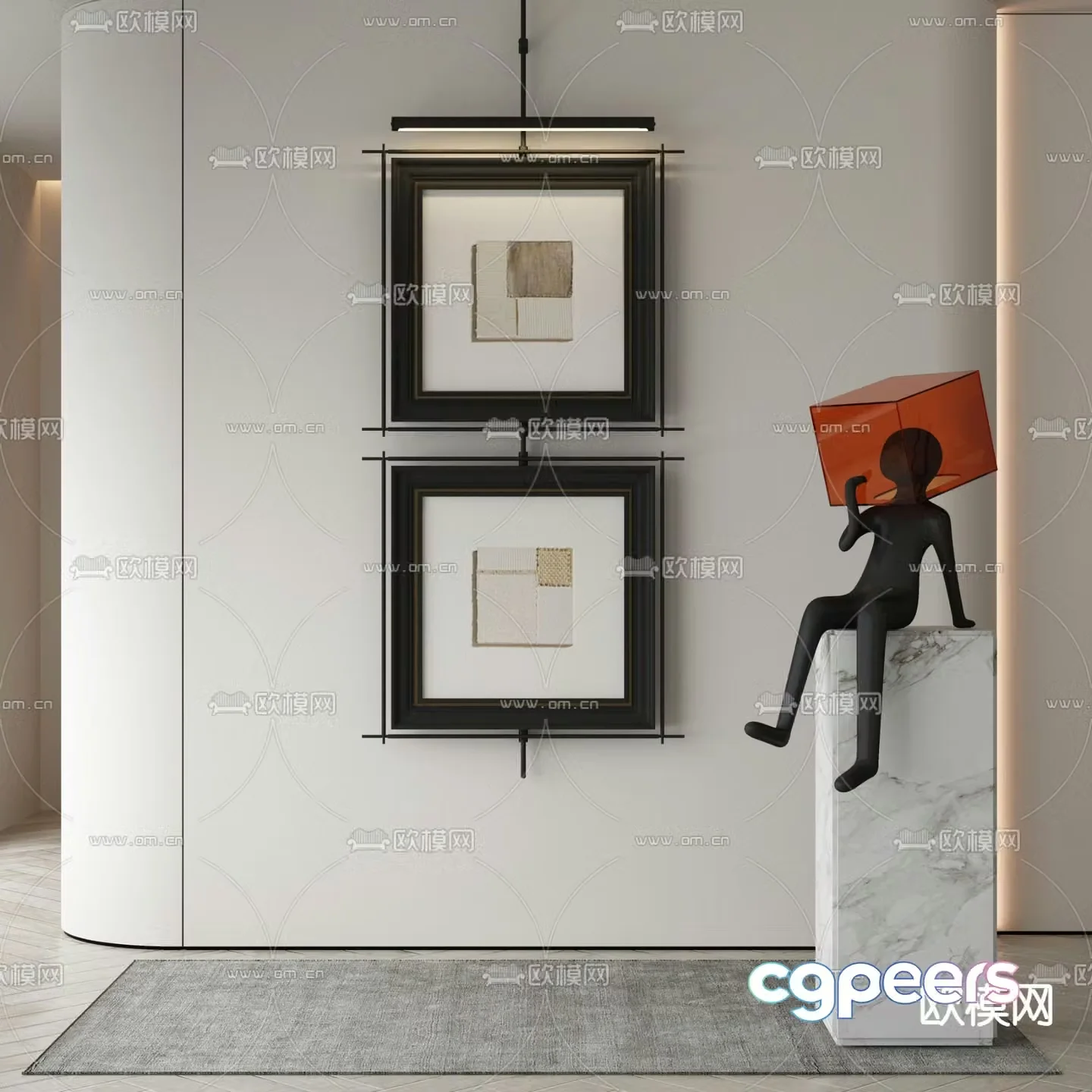 Modern decorative painting Combination painting Hanging painting 3D model