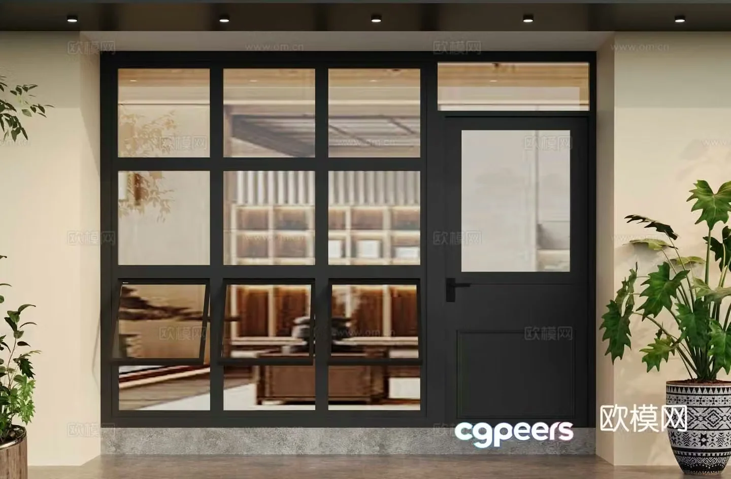 Modern glass door 3d model