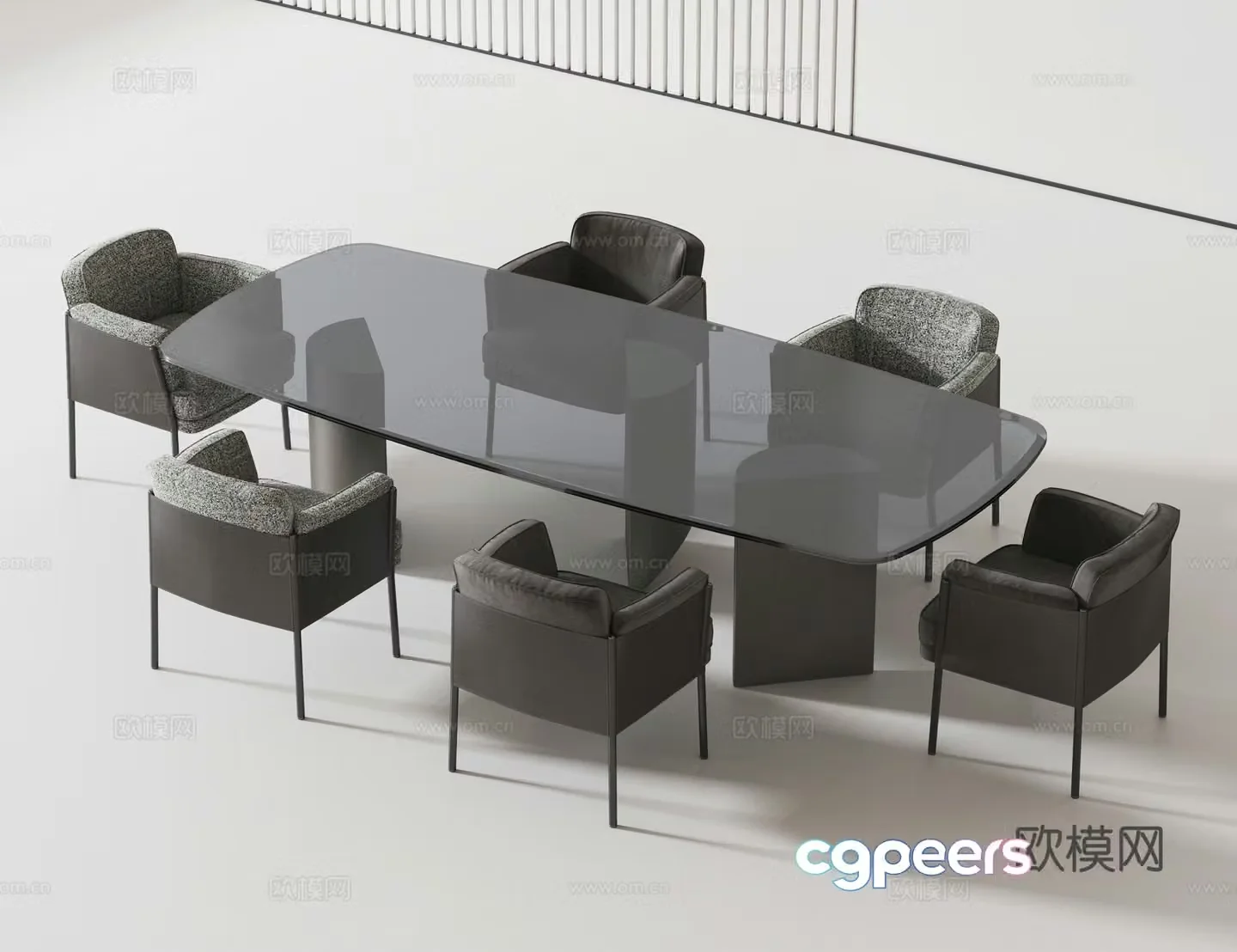 Modern dining table and chair 3d model