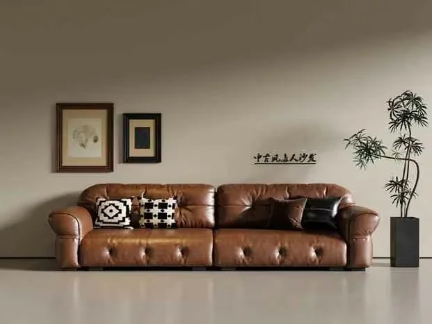 A Brown Leather Couch 3D Model – 4622 – VRAY Render