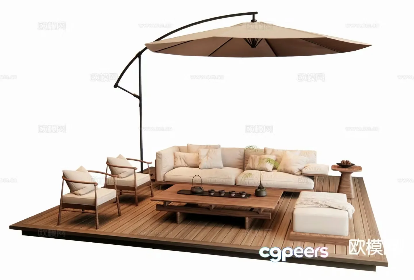 New Chinese style outdoor sofa modular sofa 3d model