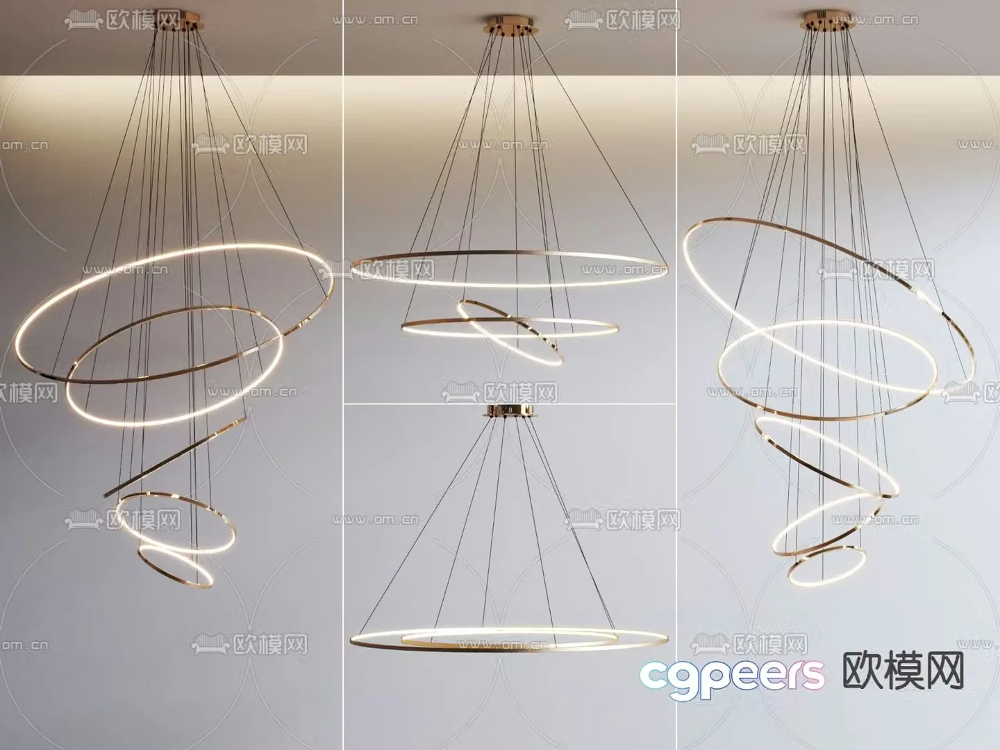 Light luxury chandelier ring chandelier 3d model
