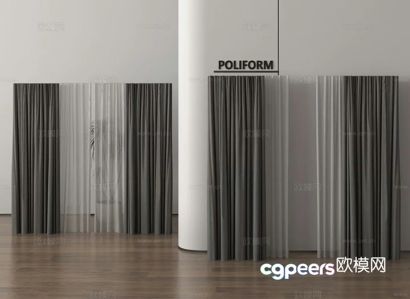 Curtains Cloth Curtains Gauze 3D Model