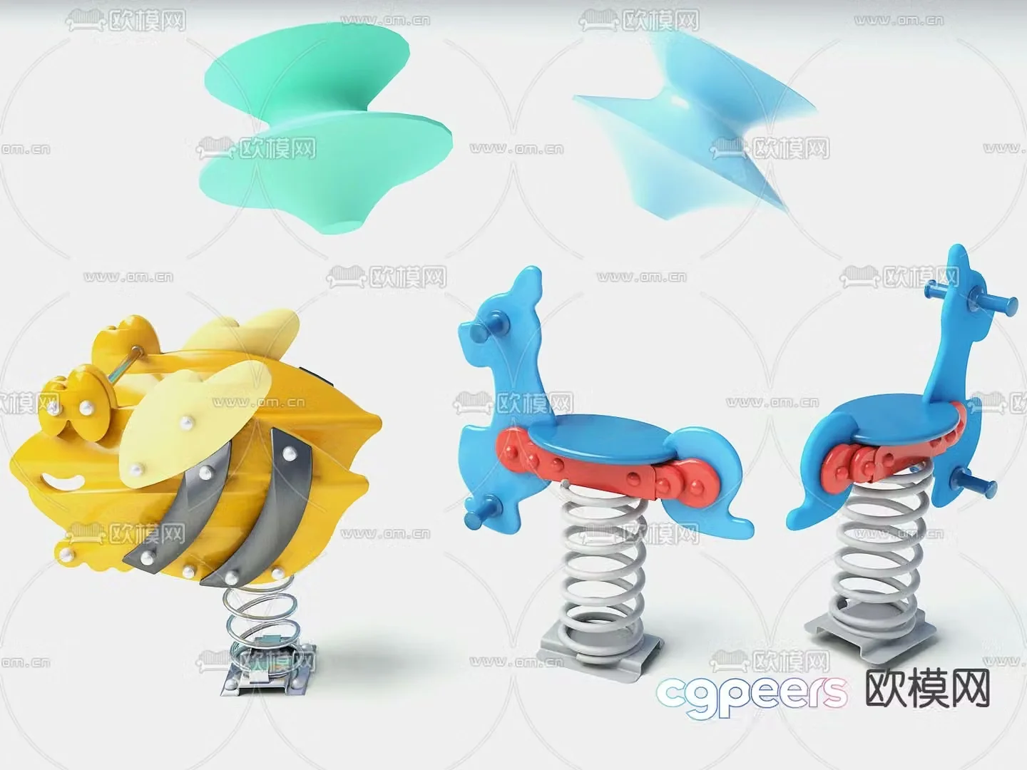 Trojan horse toy spring rocking horse 3d model
