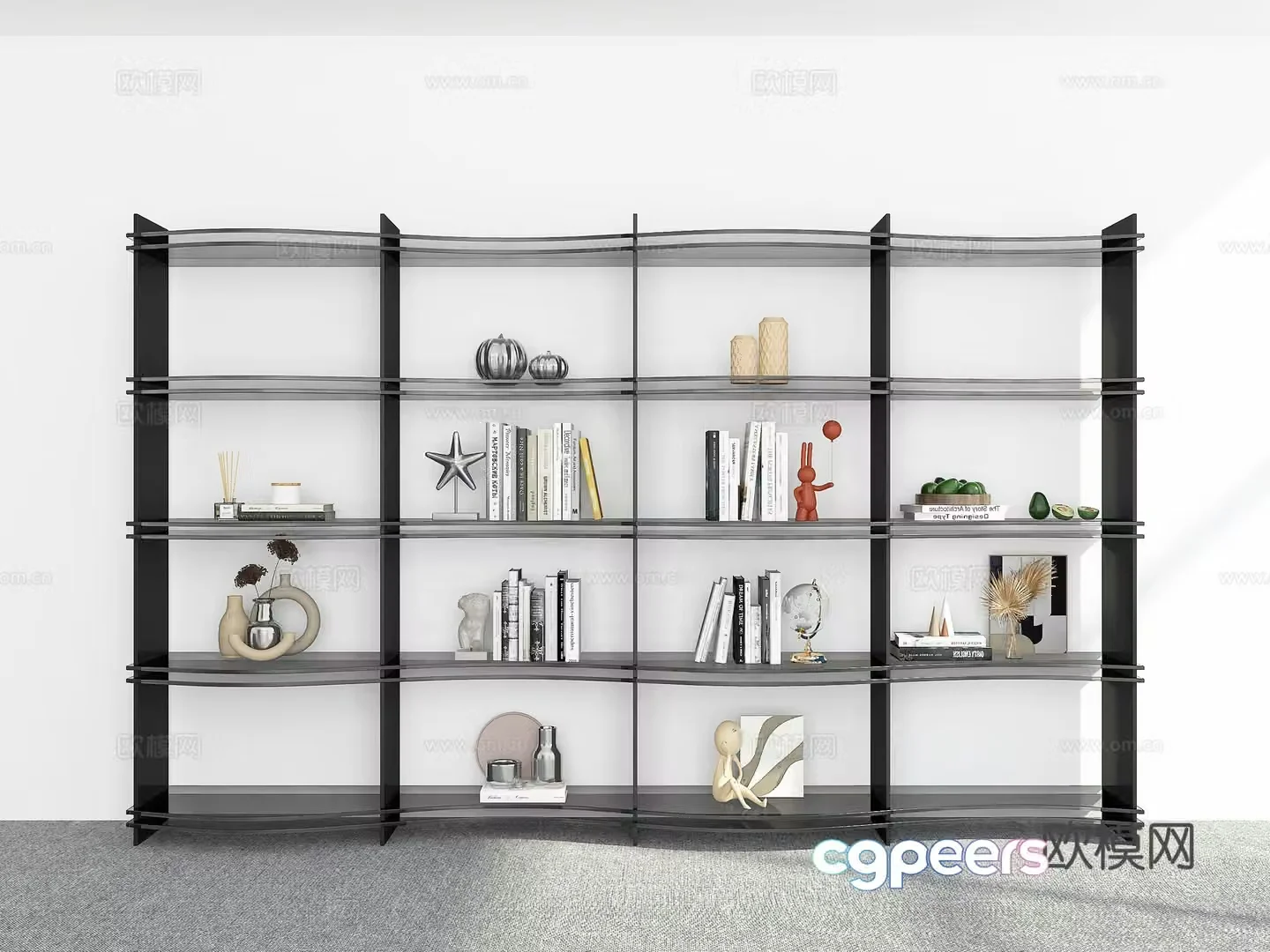 Modern bookshelf 3d model