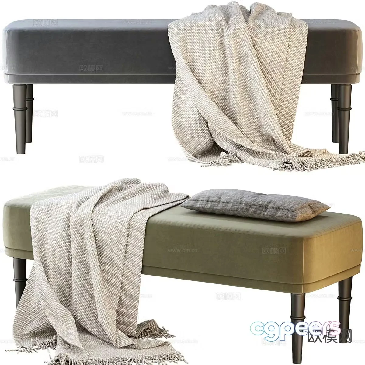 Modern footrest bedside stool 3d model