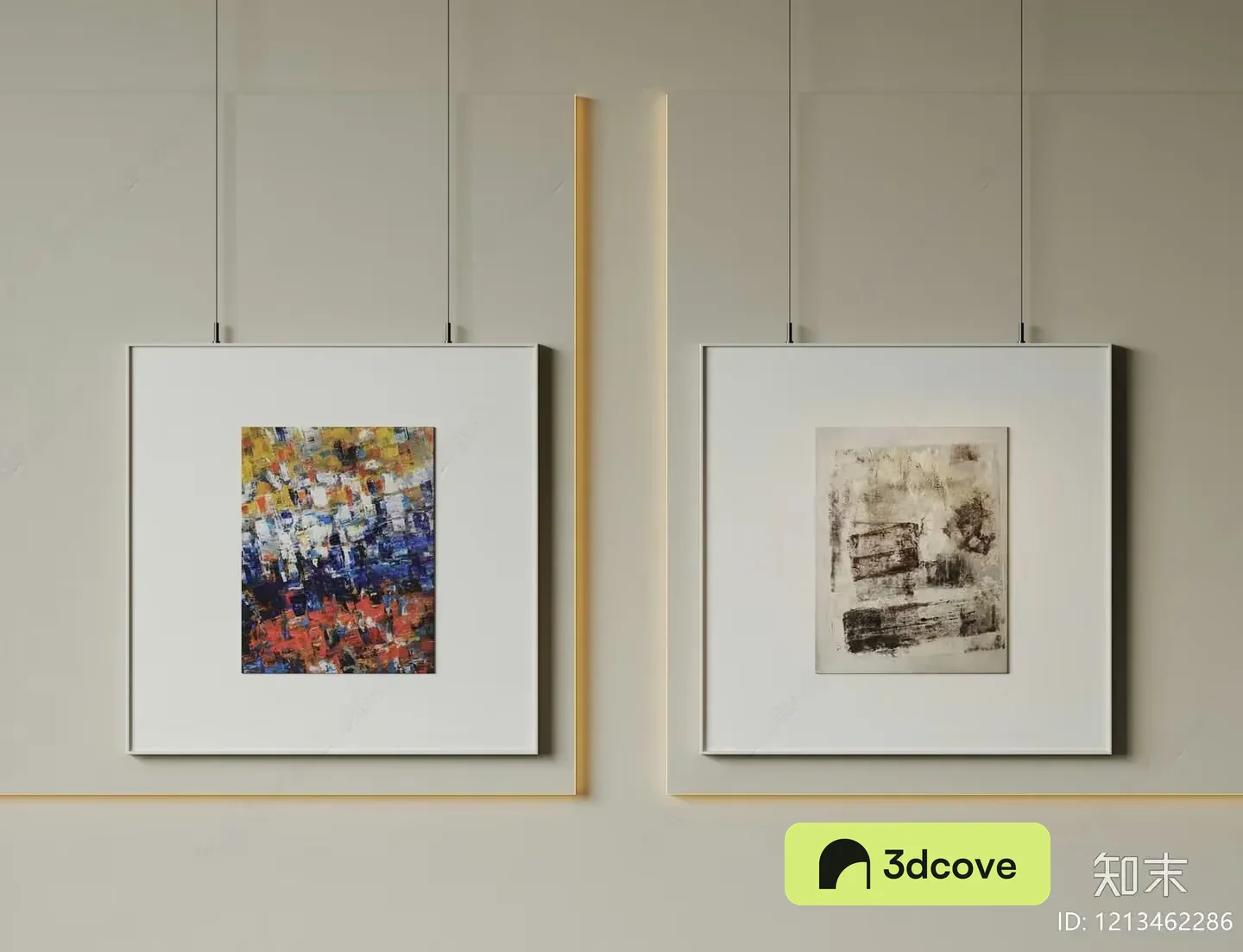 Two Framed Abstract Art Pieces