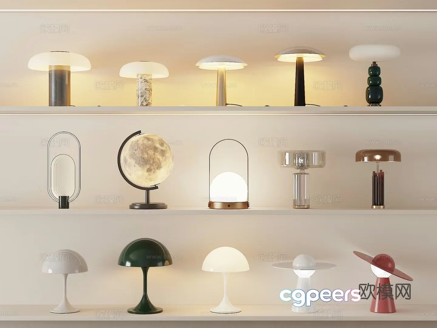 Modern desk lamp combination glass desk lamp metal desk lamp creative desk lamp umbrella table lamp 3D model