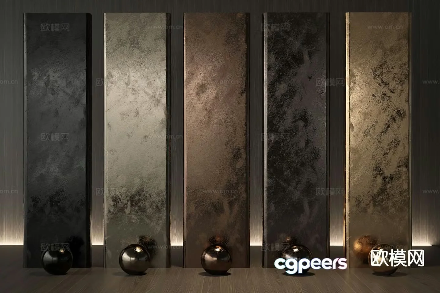 Stainless steel plate brushed plate metal plate wainscoting 3d model