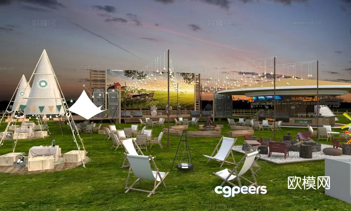 Modern campsite 3d model