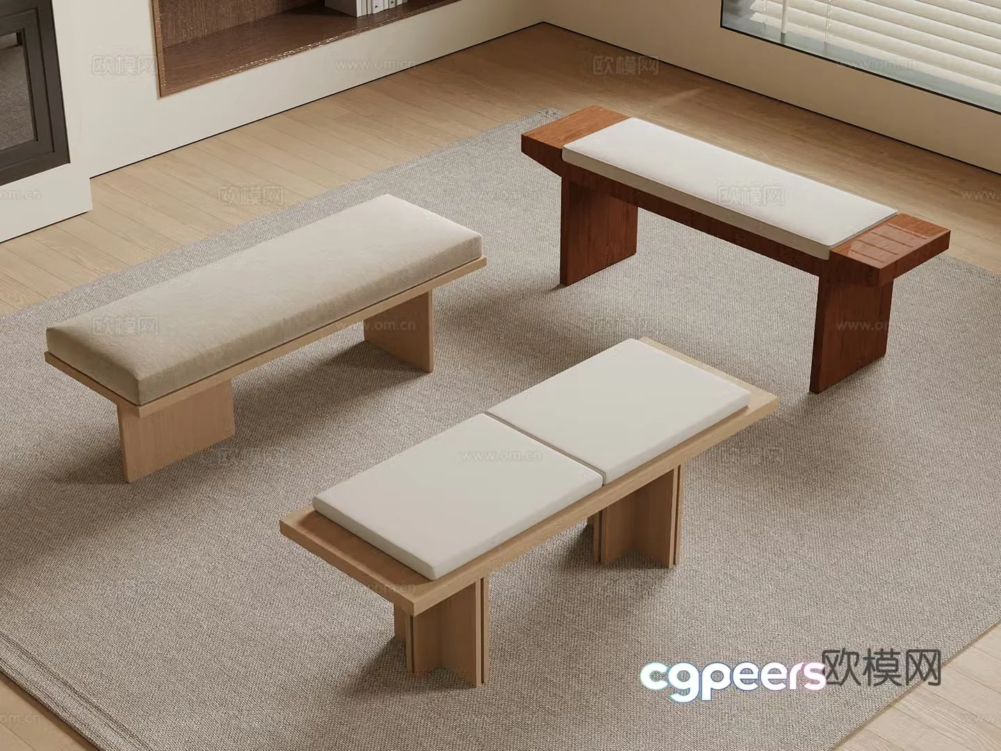 Bed tail stool wasabi bed tail stool shoe change stool stool 3d model