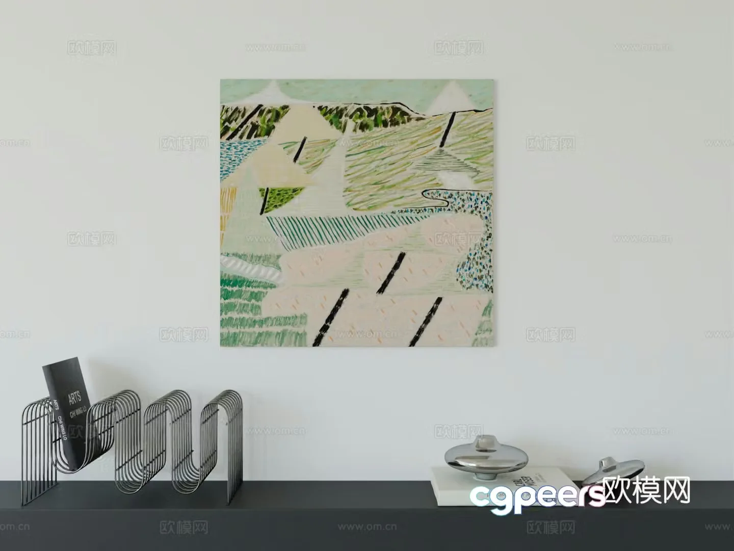 Modern minimalist hanging painting Bauhaus art hanging painting 3d model