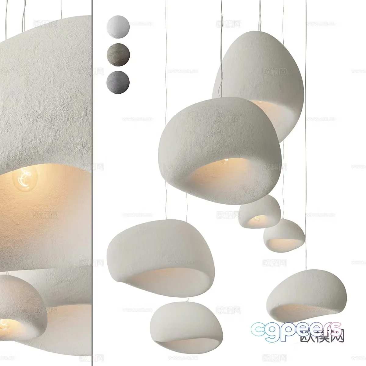 Wabi-sabi style chandelier 3d model