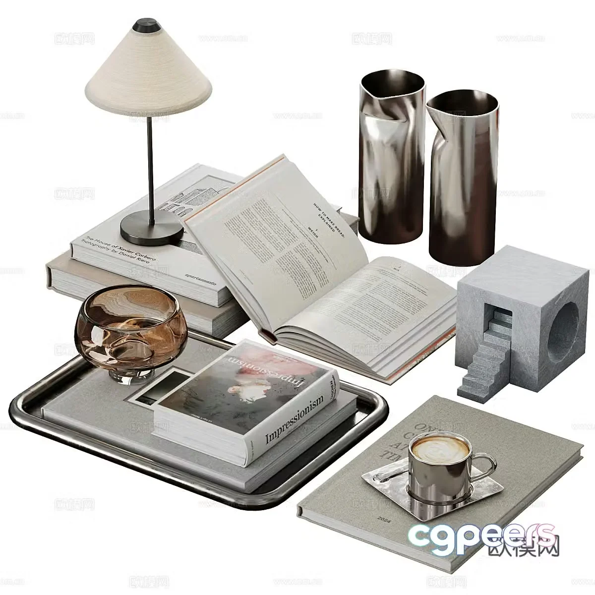 Book jewelry ornaments tray 3d model