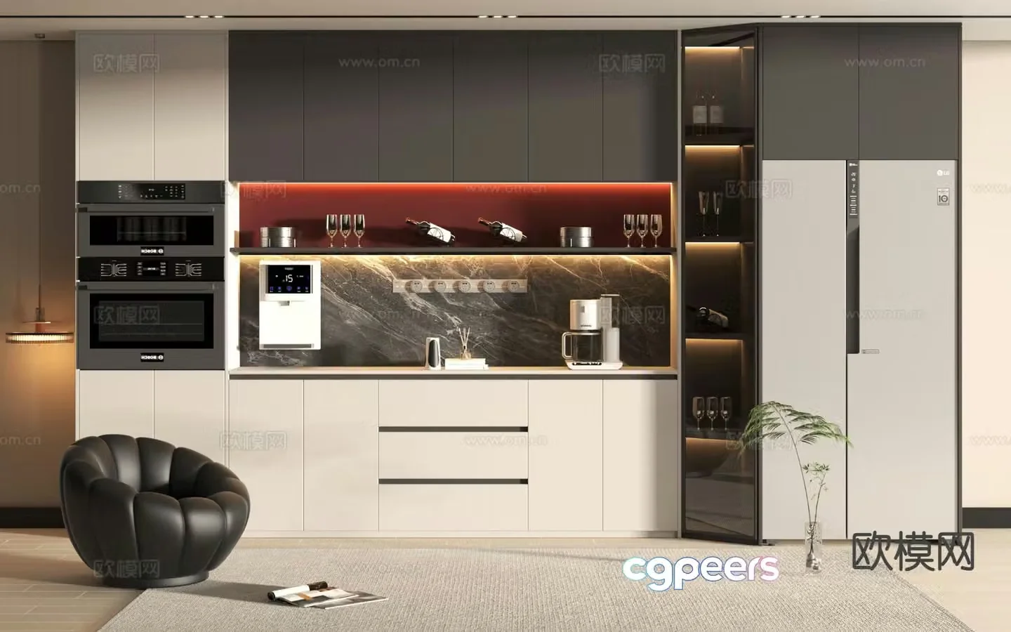 Modern wine cabinet sideboard 3d model