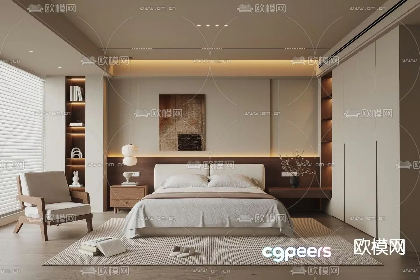Middle style bedroom master bedroom master room 3d model