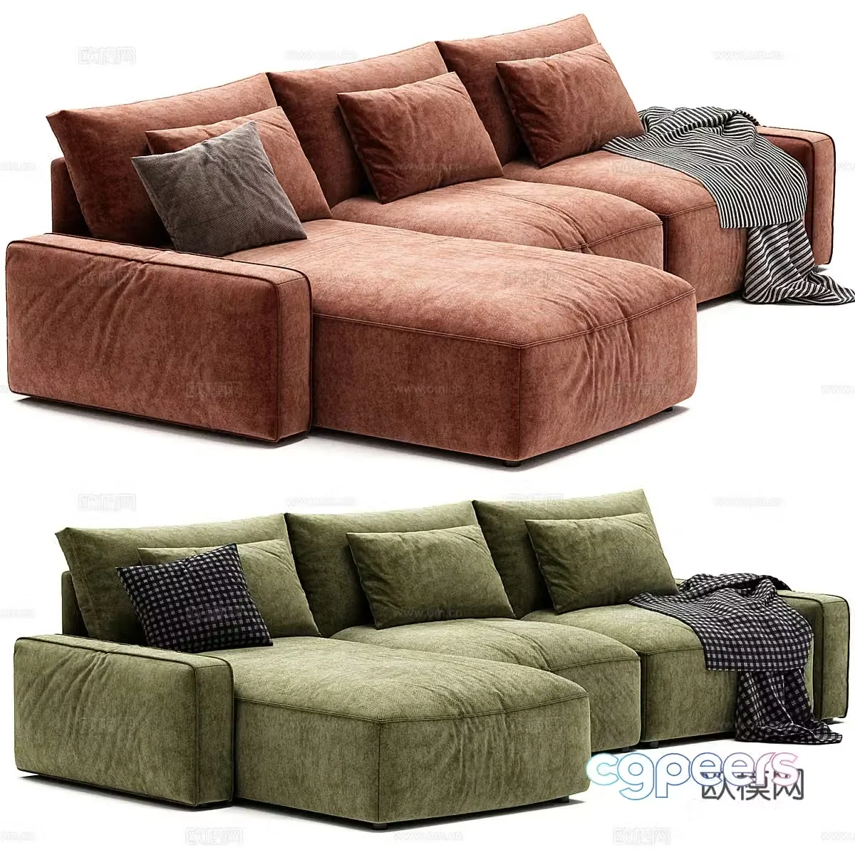 Modern fabric corner sofa leisure sofa 3d model
