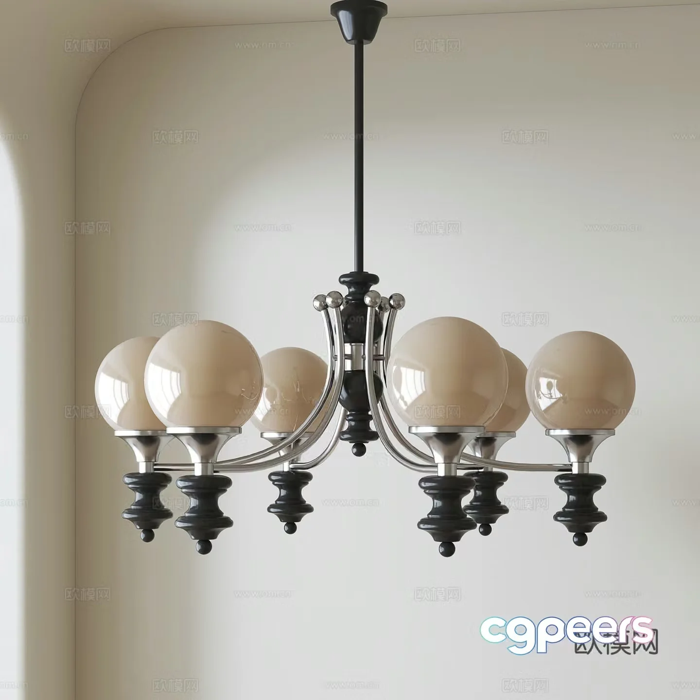 French multi-head chandelier 3d model