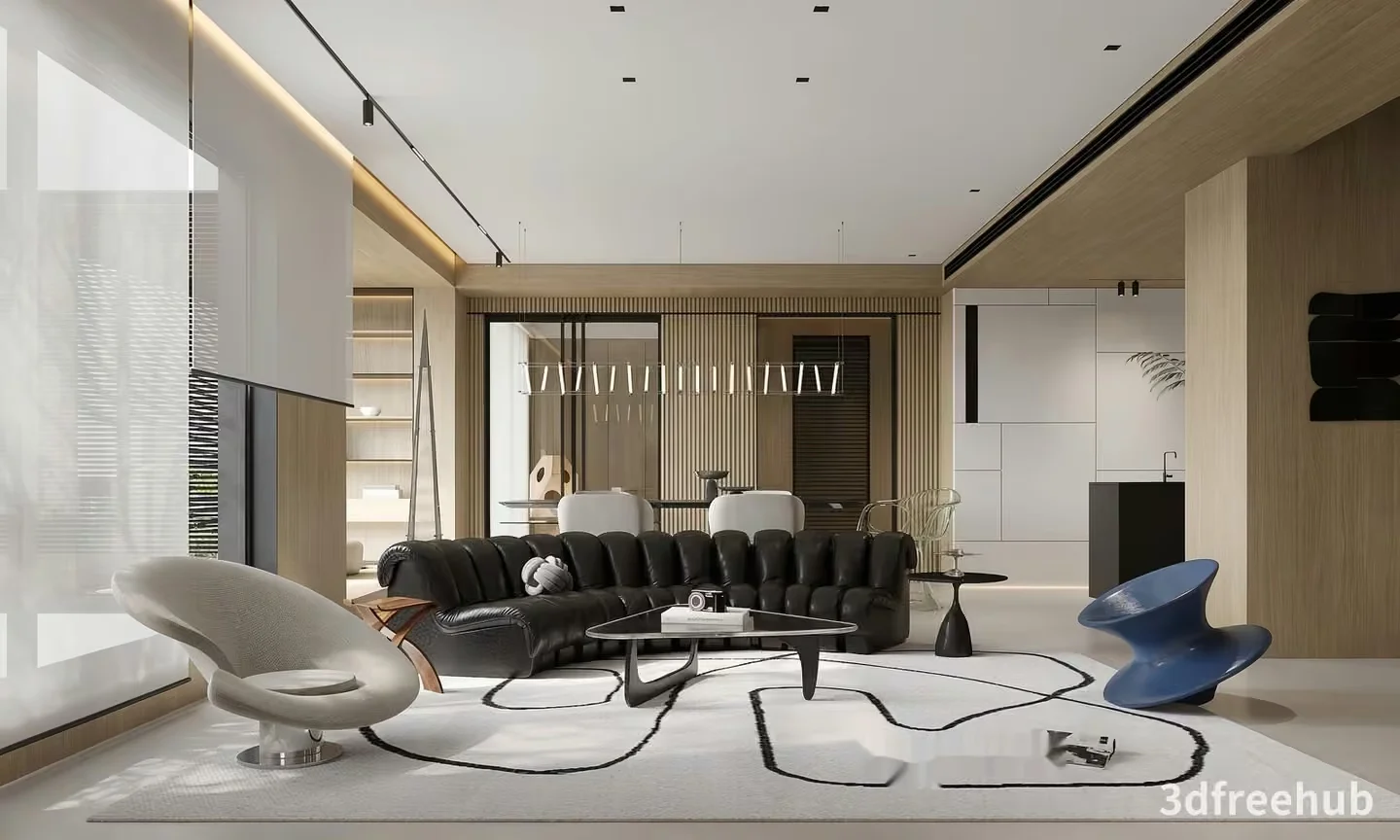 Modern Living Room 3D Model – 18888 – VRAY Render
