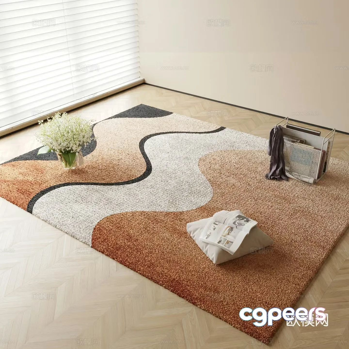abstract carpet square rug 3d model