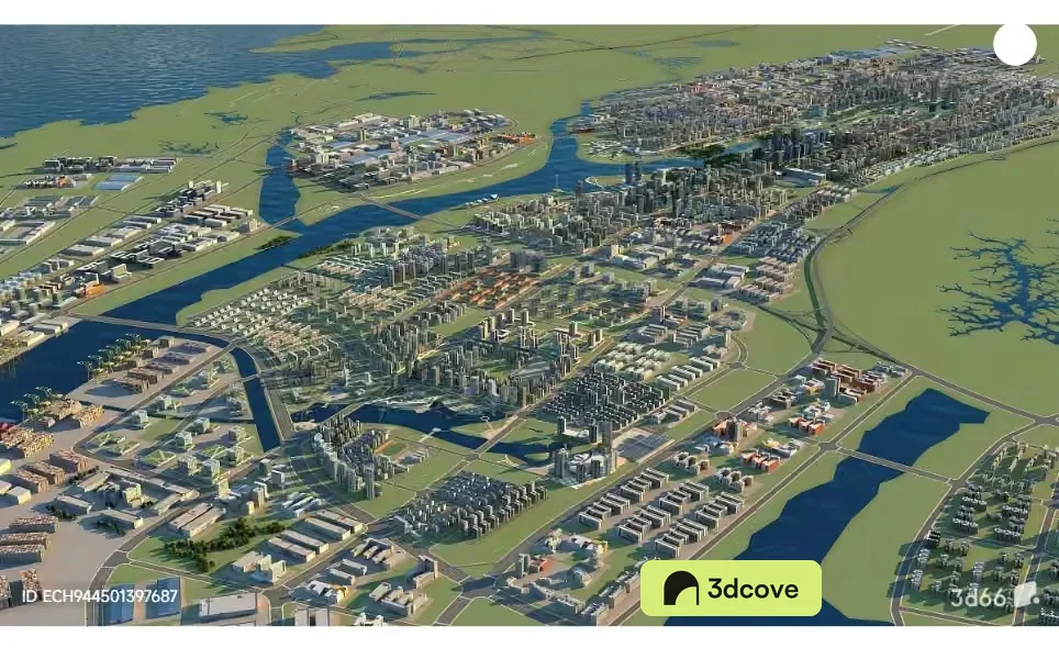 A Cityscape With Various Buildings And Roads