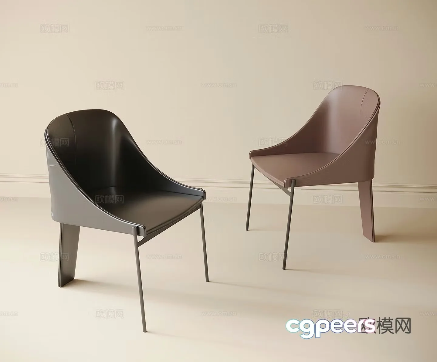 Modern single chair dining chair tea chair book chair 3d model