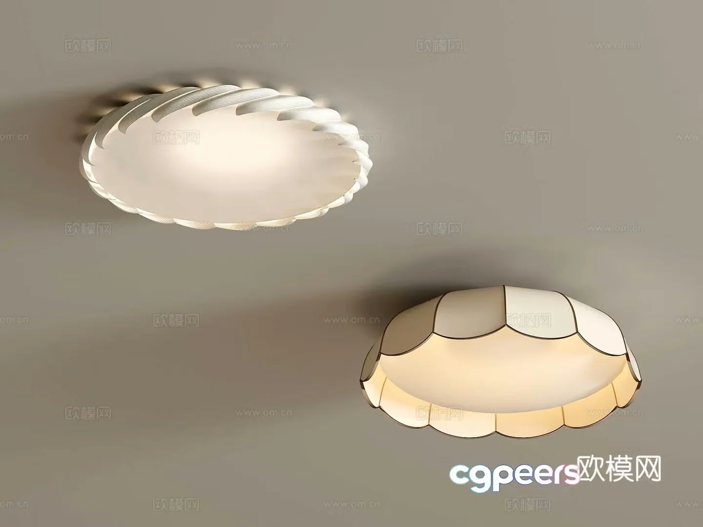25 French Cream Ceiling Light 3D Model