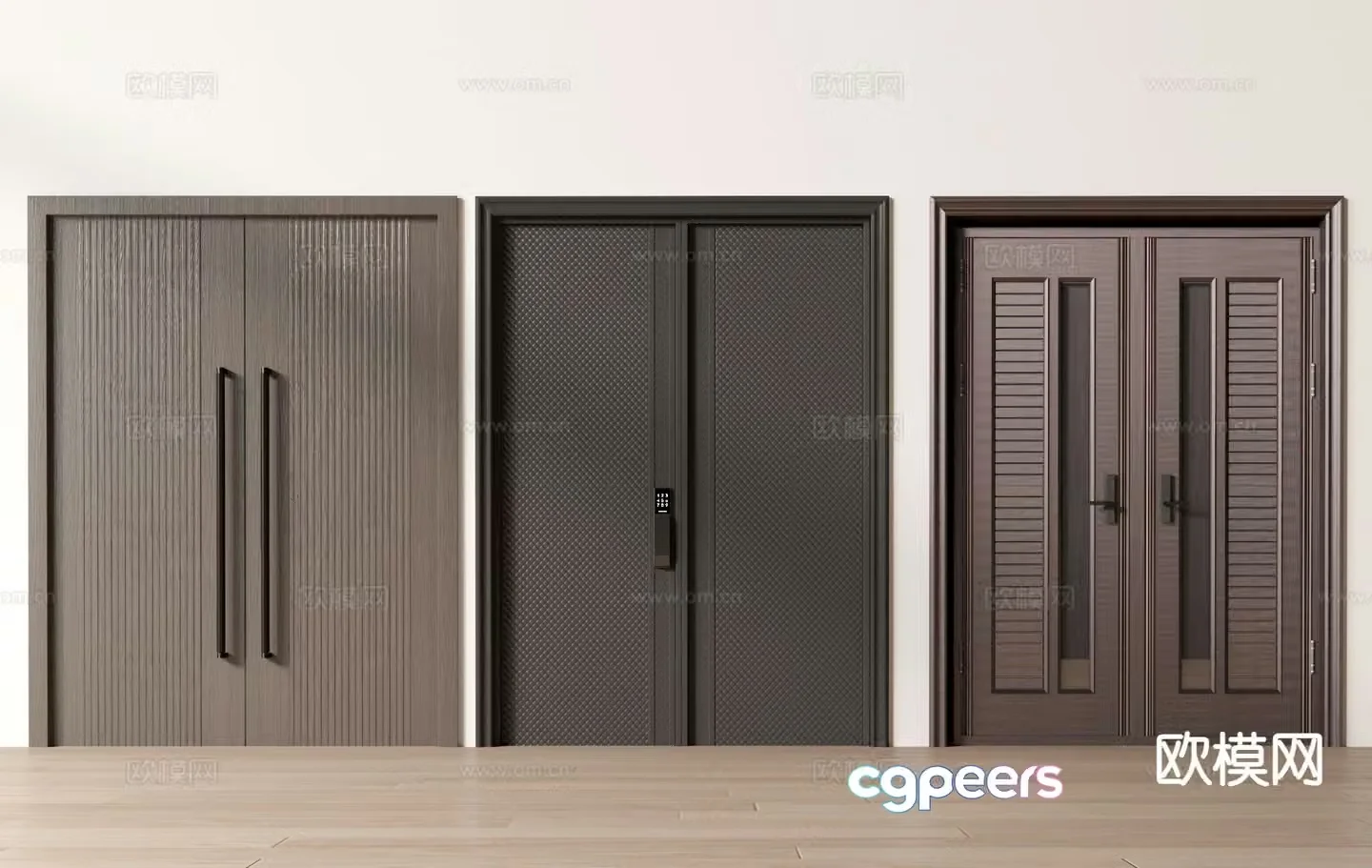 New Chinese copper door double-open door security door 3D model