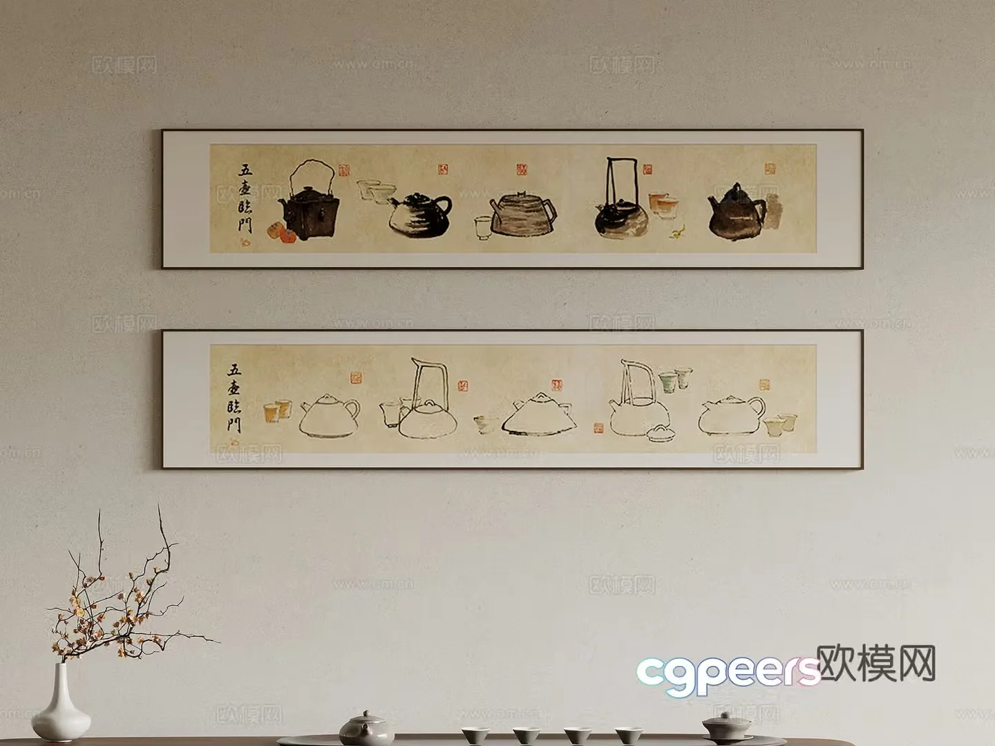 Hanging paintings New Chinese style decorative paintings Hanging paintings 3D model