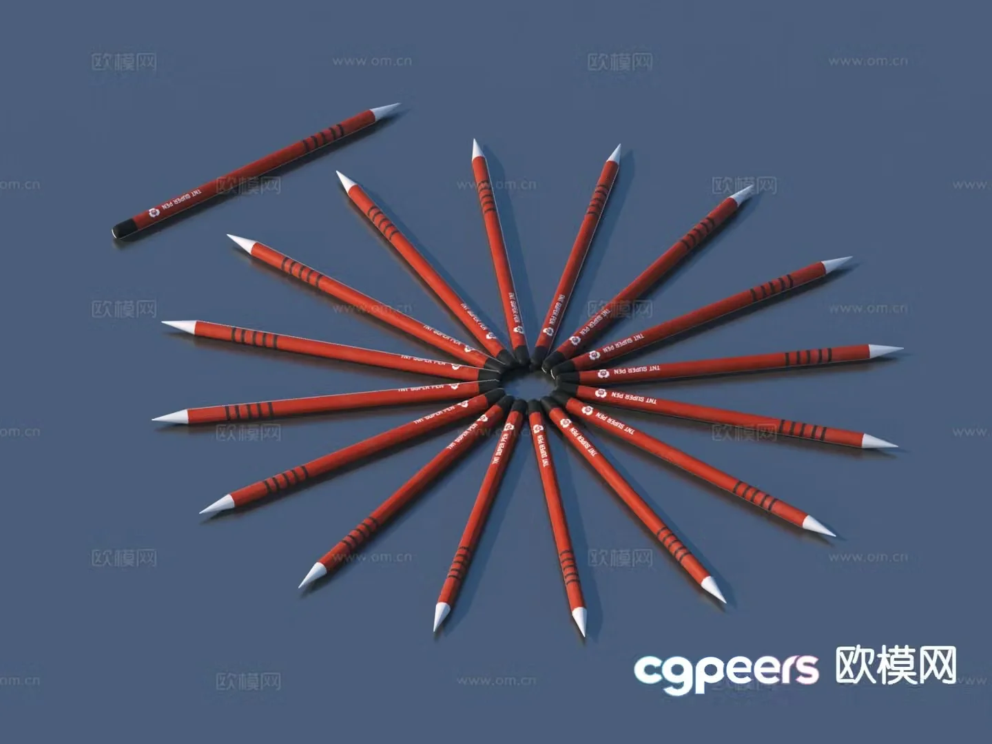 Pencil colored pen painting pen 3d model