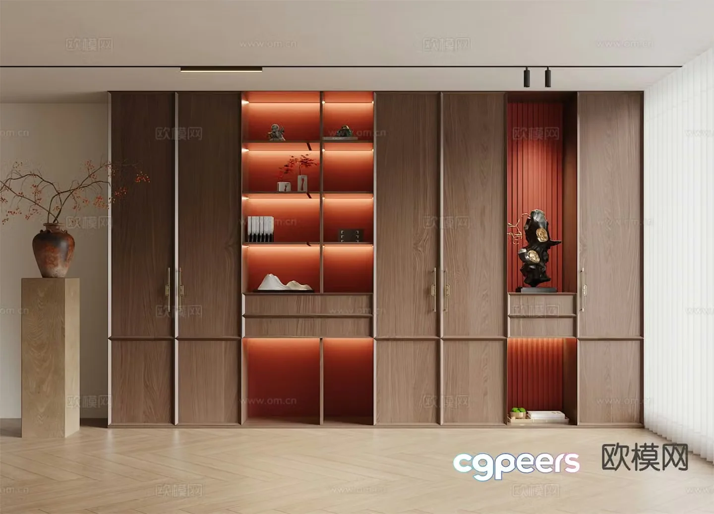 New Chinese style bookcase display cabinet storage cabinet 3d model