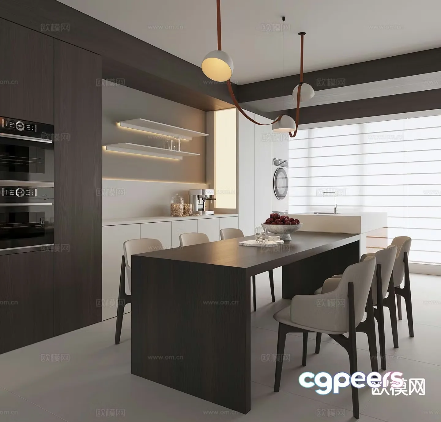 Modern island restaurant 3d model