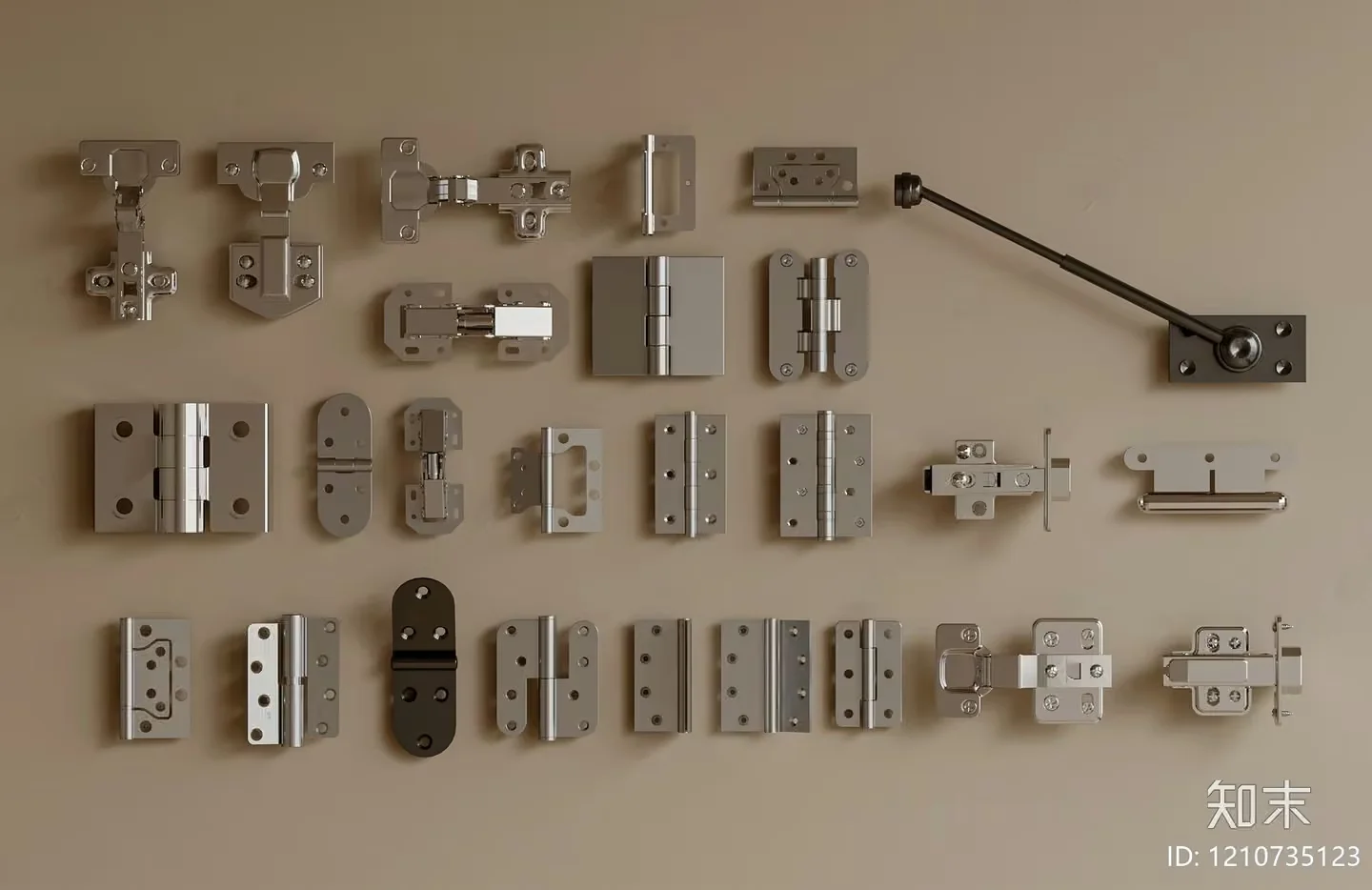 A Collection Of Silver Metal Hardware 3D Model – 21674 – VRAY Render